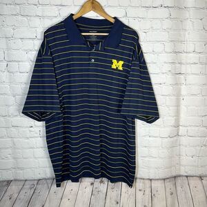 Michigan Wolverines Short Sleeve Polo Shirt size 2XL XXL Navy Yellow